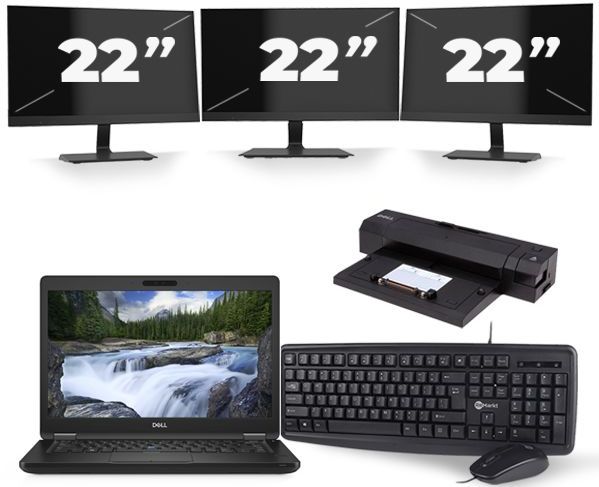 Dell Latitude 5491 - Intel Core i5-8e Generatie - 14 inch - 16GB RAM - 256GB SSD - Windows 11 + 3x 22 inch Monitor Zichtbare schade