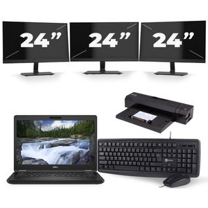 Dell Latitude 5491 - Intel Core i5-8e Generatie - 14 inch - 16GB RAM - 256GB SSD - Windows 11 + 3x 24 inch Monitor Zichtbare schade