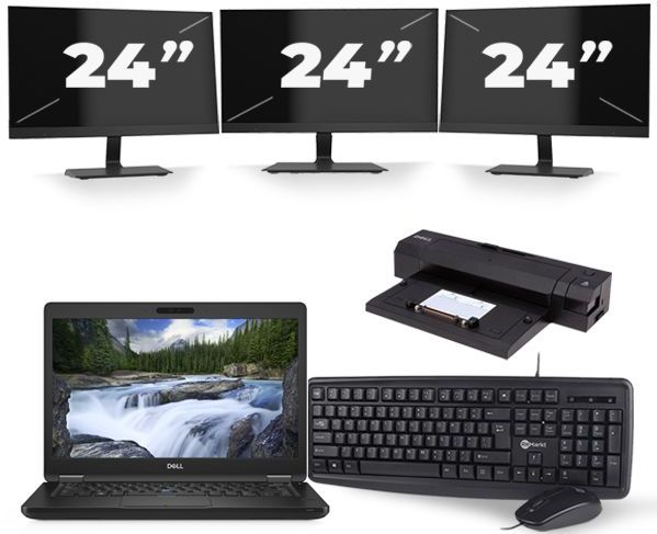 Dell Latitude 5491 - Intel Core i5-8e Generatie - 14 inch - 16GB RAM - 256GB SSD - Windows 11 + 3x 24 inch Monitor Zichtbare schade