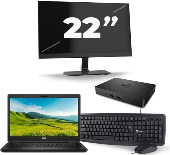 Dell Latitude 5580 - Intel Core i5-6e Generatie - 15 inch - 8GB RAM - 256GB SSD - Windows 11 + 1x 22 inch Monitor Nette Staat