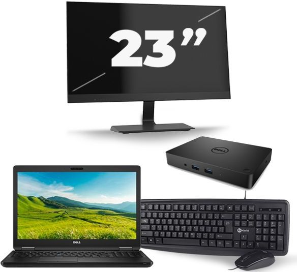 Dell Latitude 5580 - Intel Core i5-6e Generatie - 15 inch - 8GB RAM - 256GB SSD - Windows 11 + 1x 23 inch Monitor Nette Staat