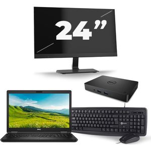 Dell Latitude 5580 - Intel Core i5-6e Generatie - 15 inch - 8GB RAM - 256GB SSD - Windows 11 + 1x 24 inch Monitor Nette Staat