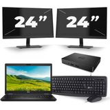 Dell Latitude 5580 - Intel Core i5-6e Generatie - 15 inch - 8GB RAM - 256GB SSD - Windows 11 + 2x 24 inch Monitor Nette Staat