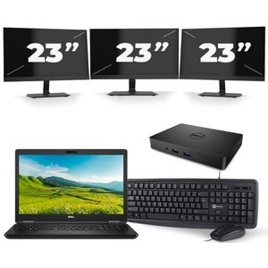 Dell Latitude 5580 - Intel Core i5-6e Generatie - 15 inch - 8GB RAM - 256GB SSD - Windows 11 + 3x 23 inch Monitor Nette Staat