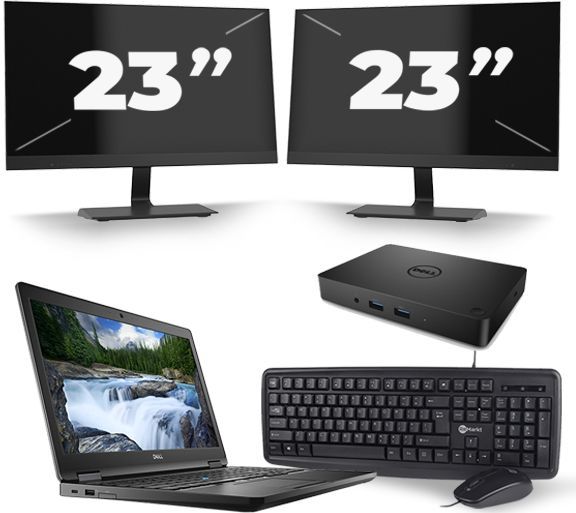 Dell Latitude 5590 - Intel Core i5-8e Generatie - 15 inch - 16GB RAM - 512GB SSD - Windows 11 + 2x 23 inch Monitor Nette Staat