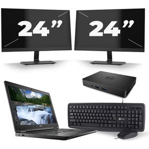 Dell Latitude 5590 - Intel Core i5-8e Generatie - 15 inch - 16GB RAM - 512GB SSD - Windows 11 + 2x 24 inch Monitor Nette Staat