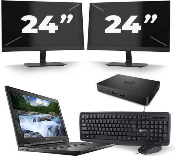 Dell Latitude 5590 - Intel Core i5-8e Generatie - 15 inch - 16GB RAM - 512GB SSD - Windows 11 + 2x 24 inch Monitor Nette Staat