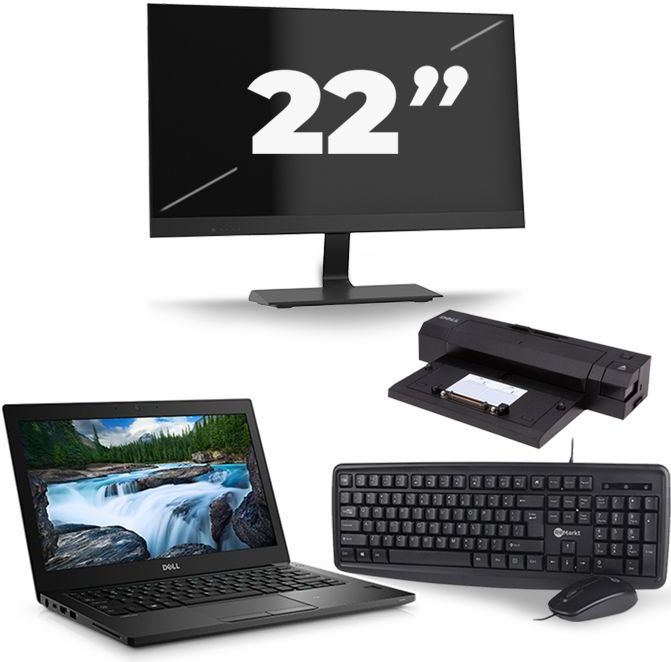 Dell Latitude 7280 - Intel Core i5-6e Generatie - 12 inch - 8GB RAM - 256GB SSD - Windows 11 + 1x 22 inch Monitor Zichtbaar gebruikt