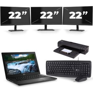 Dell Latitude 7280 - Intel Core i5-7e Generatie - 12 inch - 8GB RAM - 256GB SSD - Windows 11 + 3x 22 inch Monitor Nette Staat
