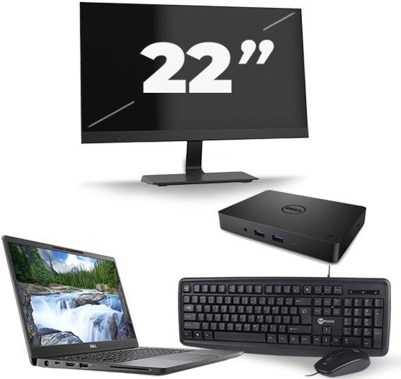 Dell Latitude 7300 - Intel Core i5-8e Generatie - 13 inch - 16GB RAM - 256GB SSD - Windows 11 + 1x 22 inch Monitor Nette Staat