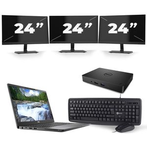 Dell Latitude 7300 - Intel Core i5-8e Generatie - 13 inch - 16GB RAM - 256GB SSD - Windows 11 + 3x 24 inch Monitor Nette Staat
