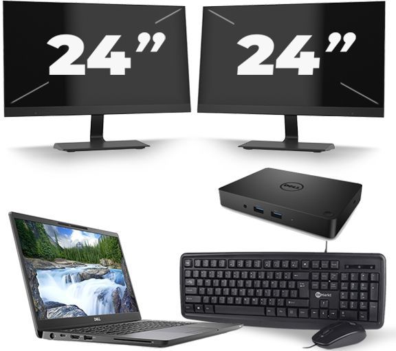 Dell Latitude 7300 - Intel Core i5-8e Generatie - 13 inch - 16GB RAM - 256GB SSD - Windows 11 + 2x 24 inch Monitor Zichtbaar gebruikt