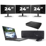 Dell Latitude 7300 - Intel Core i5-8e Generatie - 13 inch - 16GB RAM - 256GB SSD - Windows 11 + 3x 24 inch Monitor Zichtbaar gebruikt