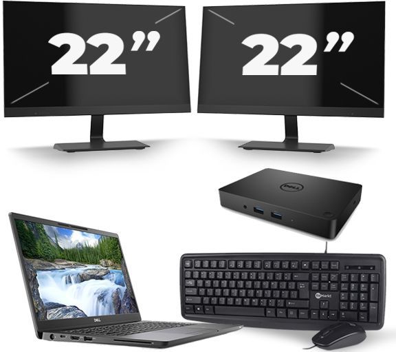 Dell Latitude 7300 - Intel Core i5-8e Generatie - 13 inch - 16GB RAM - 256GB SSD - Windows 11 + 2x 22 inch Monitor Zichtbare schade