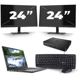 Dell Latitude 7300 - Intel Core i7-8e Generatie - 13 inch - 16GB RAM - 256GB SSD - Windows 11 + 2x 24 inch Monitor Zichtbaar gebruikt