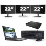 Dell Latitude 7300 - Intel Core i7-8e Generatie - 13 inch - 16GB RAM - 256GB SSD - Windows 11 + 3x 22 inch Monitor Zichtbaar gebruikt