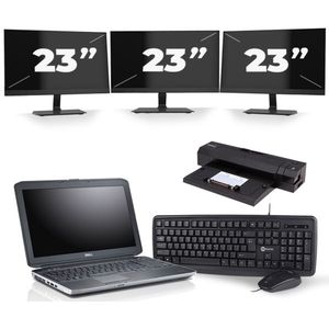 Dell Latitude E5530 - Intel Core i3-3e Generatie - 15 inch - 8GB RAM - 256GB SSD - Windows 10 + 3x 23 inch Monitor Zichtbaar gebruikt