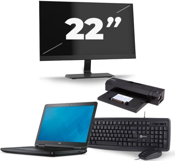 Dell Latitude E5540 - Intel Core i3-4e Generatie - 15 inch - 8GB RAM - 256GB SSD - Windows 11 + 1x 22 inch Monitor Zichtbaar gebruikt