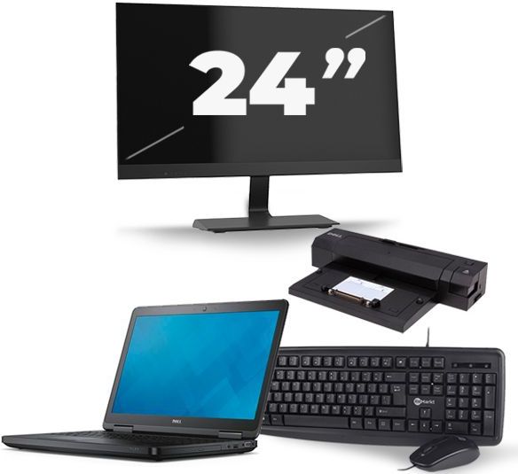 Dell Latitude E5540 - Intel Core i3-4e Generatie - 15 inch - 8GB RAM - 256GB SSD - Windows 11 + 1x 24 inch Monitor Zichtbaar gebruikt