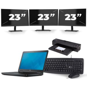 Dell Latitude E5540 - Intel Core i3-4e Generatie - 15 inch - 8GB RAM - 256GB SSD - Windows 11 + 3x 23 inch Monitor Zichtbaar gebruikt