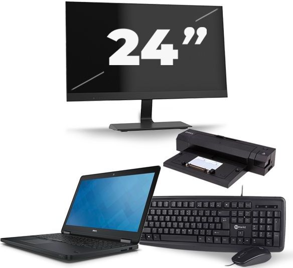 Dell Latitude E5550 - Intel Core i5-5e Generatie - 15 inch - 8GB RAM - 256GB SSD - Windows 11 + 1x 24 inch Monitor