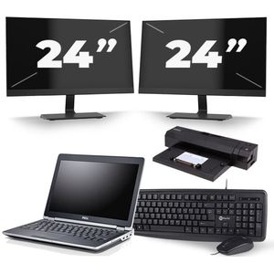 Dell Latitude E6320 - Intel Core i7-2e Generatie - 13 inch - 8GB RAM - 256GB SSD - Windows 10 + 2x 24 inch Monitor Zichtbaar gebruikt