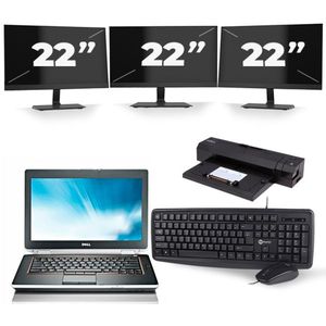Dell Latitude E6420 - Intel Core i5-2e Generatie - 14 inch - 8GB RAM - 240GB SSD - Windows 10 + 3x 22 inch Monitor