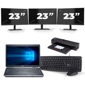 Dell Latitude E6430 - Intel Core i5-3e Generatie - 14 inch - 8GB RAM - 240GB SSD - Windows 10 + 3x 23 inch Monitor