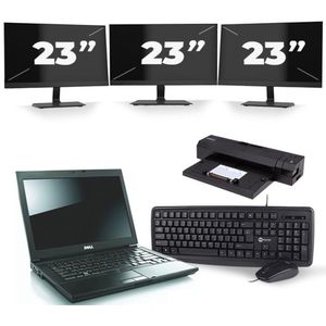 Dell Latitude E6510 - Intel Core i7-1e Generatie - 15 inch - 8GB RAM - 256GB SSD - Windows 10 + 3x 23 inch Monitor Nette Staat