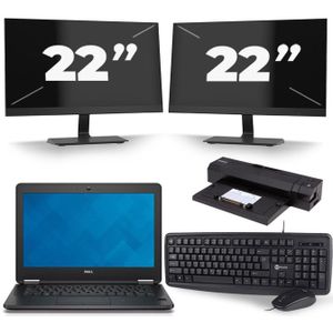 Dell Latitude E7240 - Intel Core i5-4e Generatie - 12 inch - 8GB RAM - 240GB SSD - Windows 11 + 2x 22 inch Monitor