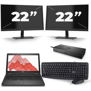 Dell Precision 3530 - Intel Core i7-8e Generatie - 15 inch - 16GB RAM - 256GB SSD - Windows 11 + 2x 22 inch Monitor Nette Staat