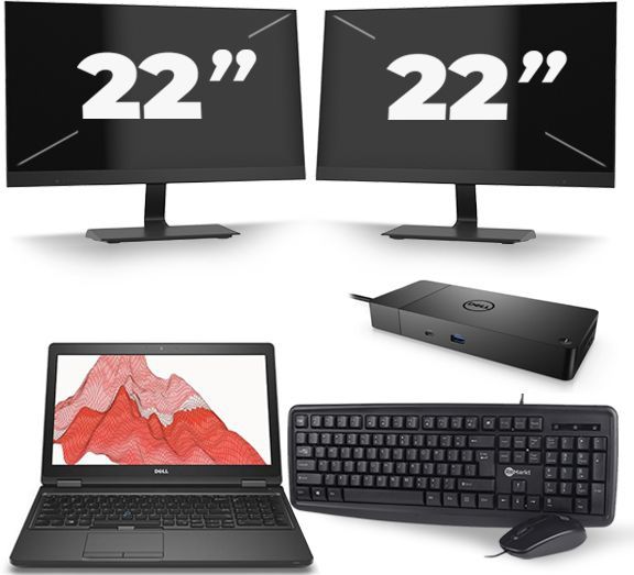 Dell Precision 3530 - Intel Core i7-8e Generatie - 15 inch - 16GB RAM - 512GB SSD - Windows 11 + 2x 22 inch Monitor