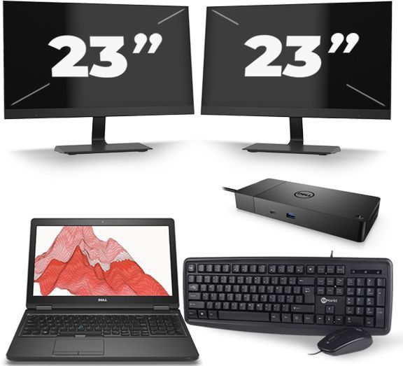 Dell Precision 3530 - Intel Core i7-8e Generatie - 15 inch - 16GB RAM - 256GB SSD - Windows 11 + 2x 23 inch Monitor Nette Staat