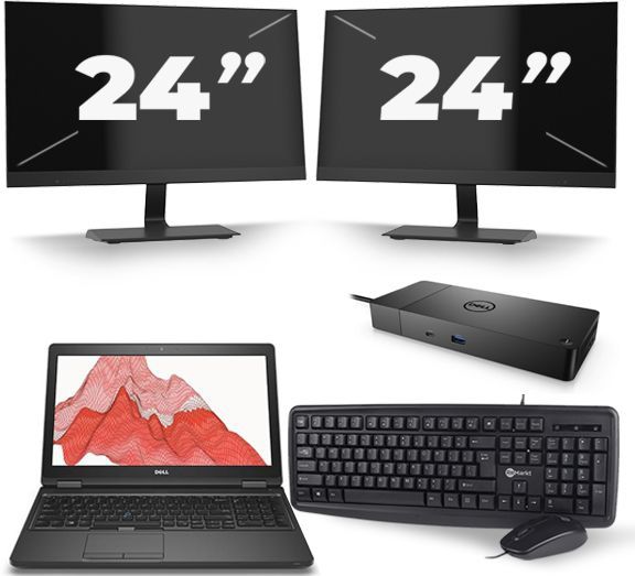 Dell Precision 3530 - Intel Core i7-8e Generatie - 15 inch - 16GB RAM - 256GB SSD - Windows 11 + 2x 24 inch Monitor Nette Staat