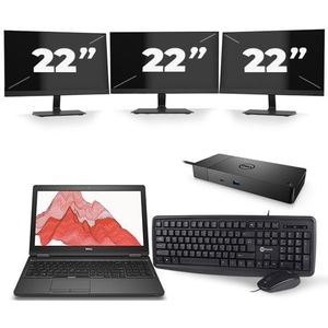 Dell Precision 3530 - Intel Core i7-8e Generatie - 15 inch - 16GB RAM - 256GB SSD - Windows 11 + 3x 22 inch Monitor Nette Staat