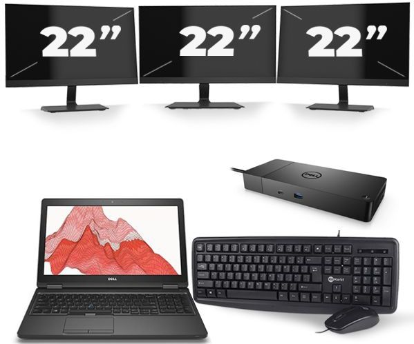 Dell Precision 3530 - Intel Core i7-8e Generatie - 15 inch - 16GB RAM - 256GB SSD - Windows 11 + 3x 22 inch Monitor Nette Staat