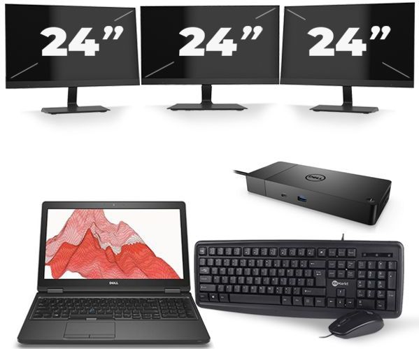 Dell Precision 3530 - Intel Core i7-8e Generatie - 15 inch - 16GB RAM - 256GB SSD - Windows 11 + 3x 24 inch Monitor Nette Staat