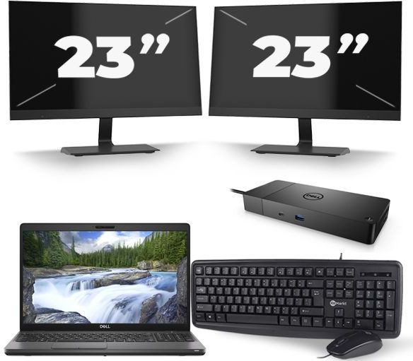 Dell Precision 3541 - Intel Core i7-9e Generatie - 15 inch - 16GB RAM - 256GB SSD - Windows 11 + 2x 23 inch Monitor Nette Staat