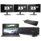 Dell Precision 3541 - Intel Core i7-9e Generatie - 15 inch - 16GB RAM - 256GB SSD - Windows 11 + 3x 23 inch Monitor Nette Staat