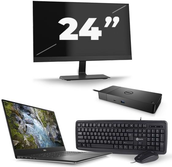 Dell Precision 5530 - Intel Core i7-8e Generatie - 15 inch - 16GB RAM - 256GB SSD - Windows 11 + 1x 24 inch Monitor Zichtbaar gebruikt