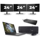 Dell Precision 5540 - Intel Core i7-9e Generatie - 15 inch - 16GB RAM - 256GB SSD - Windows 11 + 3x 24 inch Monitor Zichtbaar gebruikt