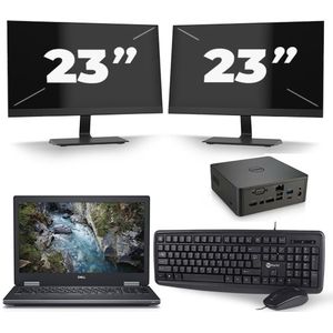 Dell Precision 7530 - Intel Core i7-8e Generatie - 15 inch - 16GB RAM - 256GB SSD - Windows 11 + 2x 23 inch Monitor Nette Staat