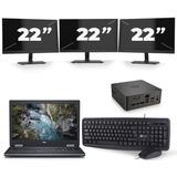 Dell Precision 7530 - Intel Core i7-8e Generatie - 15 inch - 16GB RAM - 256GB SSD - Windows 11 + 3x 22 inch Monitor Nette Staat