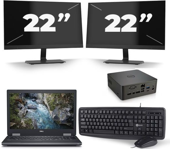 Dell Precision 7530 - Intel Core i7-8e Generatie - 15 inch - 16GB RAM - 256GB SSD - Windows 11 + 2x 22 inch Monitor Zichtbaar gebruikt