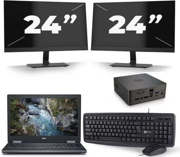 Dell Precision 7530 - Intel Core i7-8e Generatie - 15 inch - 16GB RAM - 256GB SSD - Windows 11 + 2x 24 inch Monitor Zichtbaar gebruikt