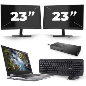 Dell Precision 7540 - Intel Core i7-9e Generatie - 15 inch - 16GB RAM - 256GB SSD - Windows 11 + 2x 23 inch Monitor Nette Staat