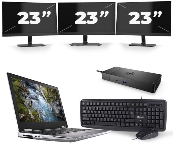 Dell Precision 7540 - Intel Core i7-9e Generatie - 15 inch - 16GB RAM - 256GB SSD - Windows 11 + 3x 23 inch Monitor Nette Staat