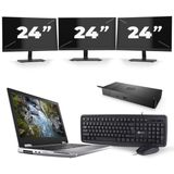 Dell Precision 7540 - Intel Core i7-9e Generatie - 15 inch - 16GB RAM - 256GB SSD - Windows 11 + 3x 24 inch Monitor Nette Staat