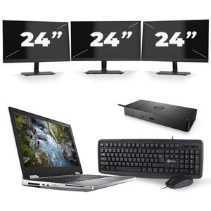 Dell Precision 7540 - Intel Core i7-9e Generatie - 15 inch - 16GB RAM - 480GB SSD - Windows 11 + 3x 24 inch Monitor