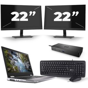 Dell Precision 7540 - Intel Core i7-9e Generatie - 15 inch - 16GB RAM - 256GB SSD - Windows 11 + 2x 22 inch Monitor Zichtbaar gebruikt